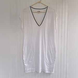 Nation LTD Women's White Black V-neck Black Coverup or T-shirt Dress Size Small